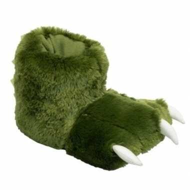 Groene monsterpoten pantoffels kinderen