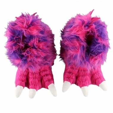Roze monsterpoten pantoffels meisjes