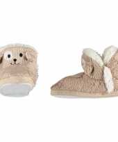Bruine sloffen pantoffels hondje meisjes