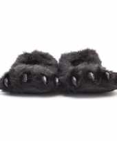 Dierenpoot pantoffels sloffen beer volwassenen zwart 10131707