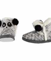 Grijs zwart witte sloffen pantoffels panda meisjes