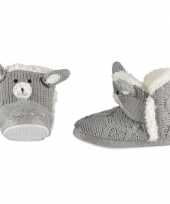Grijze sloffen pantoffels konijntje haasje meisjes