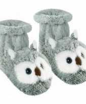 Pantoffel sokken grijze uil